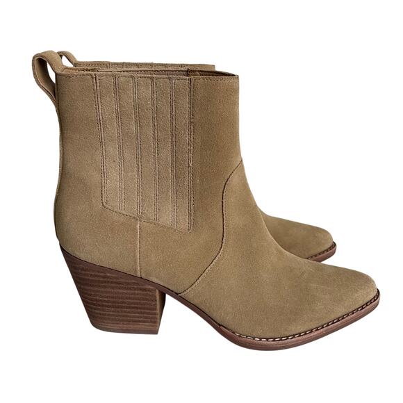 J. Crew Women's Size 8 Suede Leather Western Ankle Boots Tan Beige - Picture 4 of 11